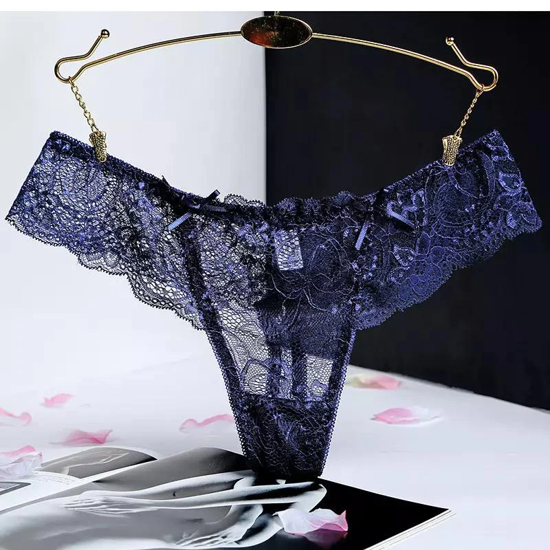 Navy Blue Lace Thong - Men's Panties