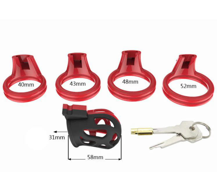 Prison House - Male Chastity Device In Red & Black - Image 5