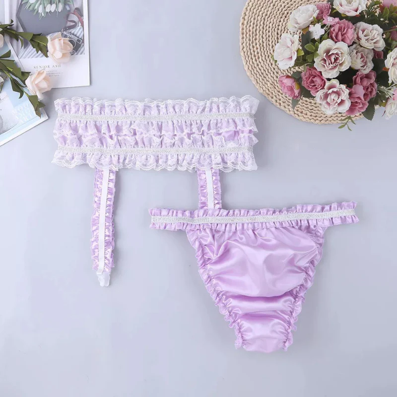 Sissy Rachel: Purple Frilly Two Piece Panty Set - Image 3