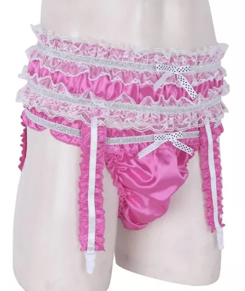 Sissy Scarlett: Rose Pink Frilly Two Piece Panty Set - Image 3