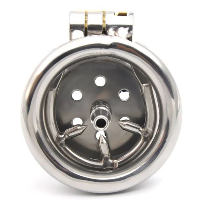 The Cuck Compressor - Mini Steel Chastity Cage (Optional Spikes + Urethra Insert) - Image 4