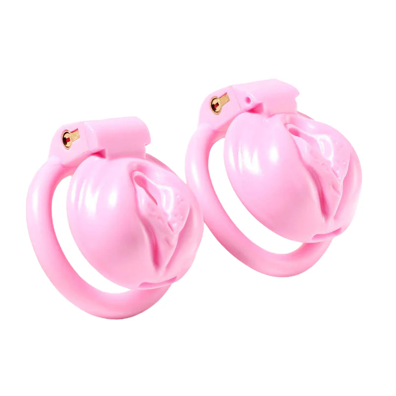 The Cuck Denier: Pink Pussy Shaped Resin Chastity Cage - Image 3