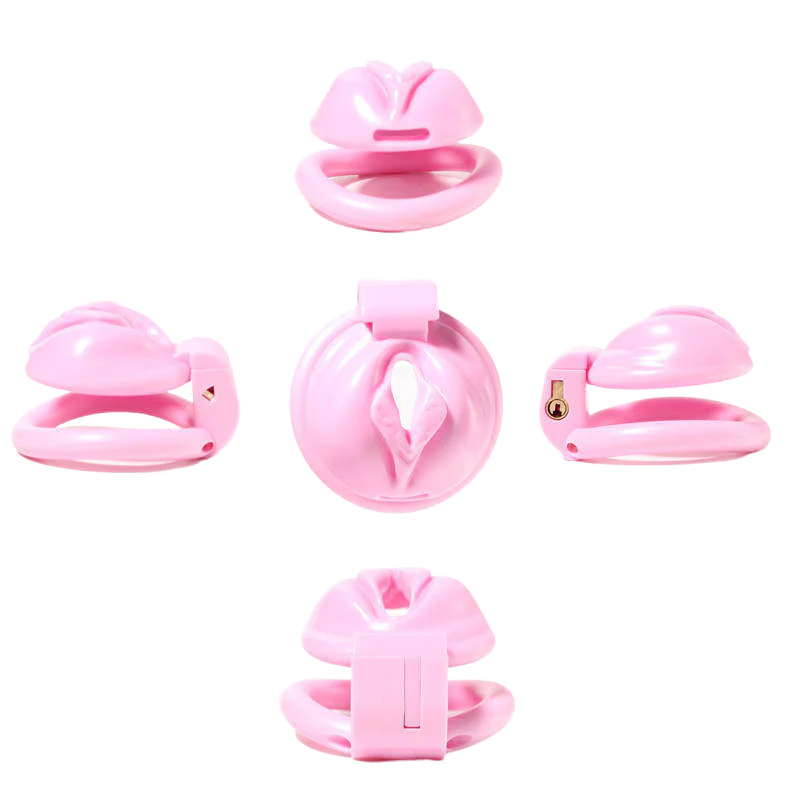 The Cuck Denier: Pink Pussy Shaped Resin Chastity Cage - Image 4