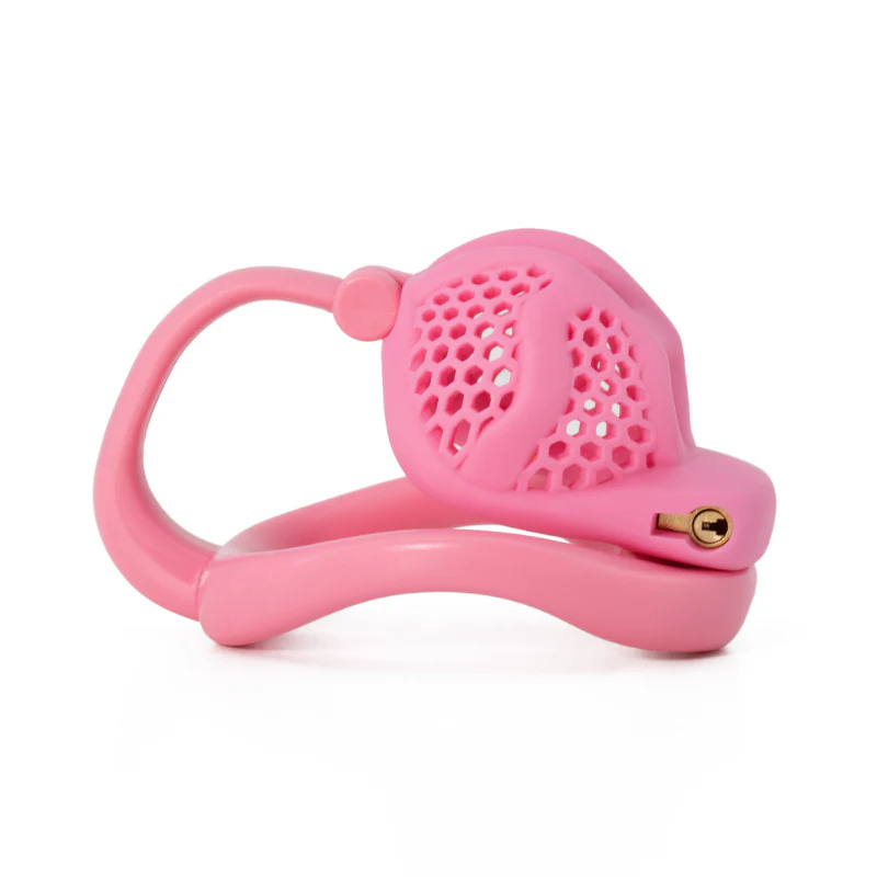 The Cucky Torment: Pink Resin Cock Cage With Ball Separator - Image 4