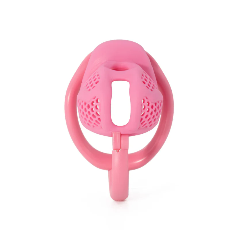 The Cucky Torment: Pink Resin Cock Cage With Ball Separator - Image 7