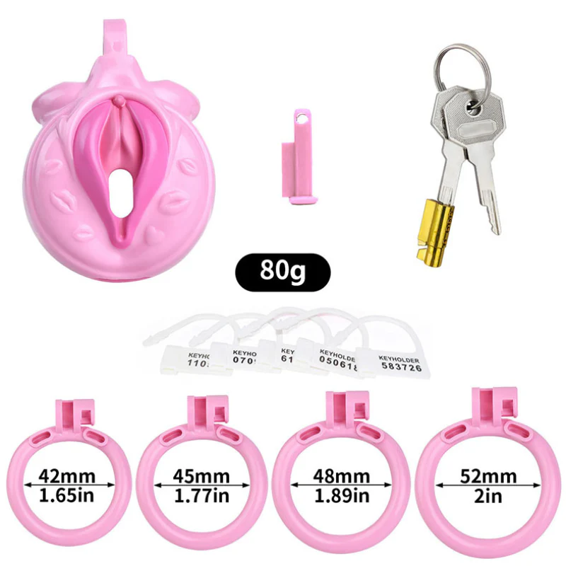 The Pussyless Cuck: Pink Vagina Shaped Chastity Cage (21 mm) - Image 4
