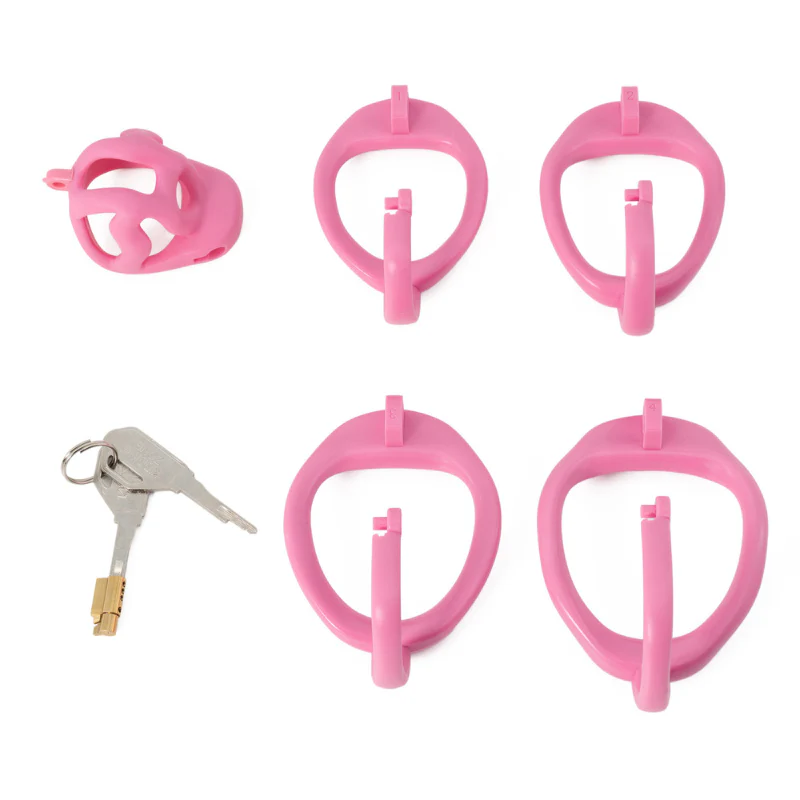 The Sissy Frustration: Pink Micro Cage With Ball Splitter - Image 7