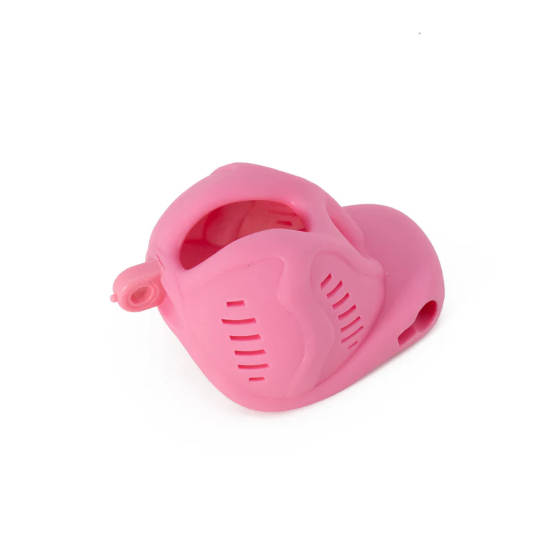 The Sissy Torment: Pink Resin Cock Cage With Ball Separator - Image 4